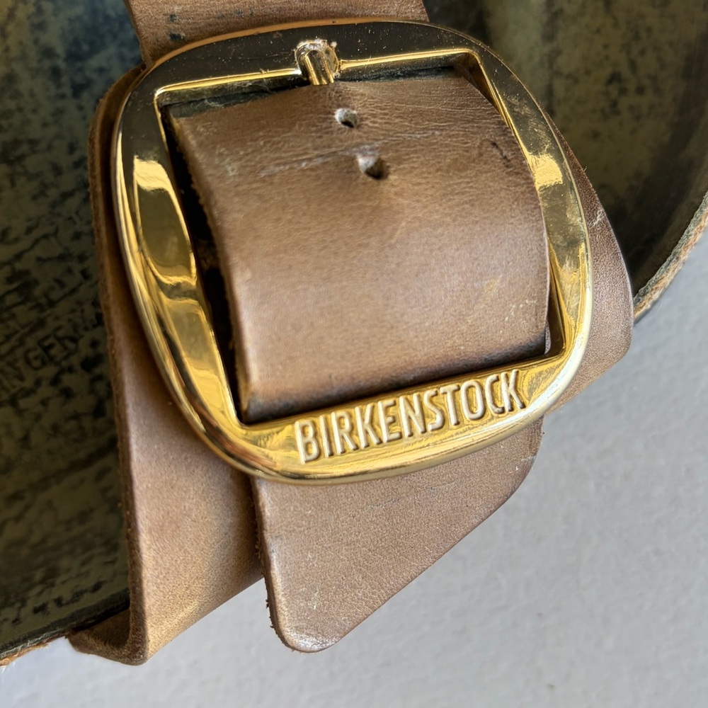 Birkenstock Brown Leather Sandals Gold Buckle Woman’s Size 40 Made in Germany - Picture 4 of 11